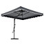 Livingandhome 2.5M Patio Garden Parasol Cantilever Hanging Umbrella with Cross Base, Dark Grey