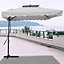 Livingandhome 2.5M Patio Garden Parasol Cantilever Hanging Umbrella with Cross Base, Light Grey