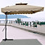 Livingandhome 2.5M Patio Garden Parasol Cantilever Hanging Umbrella with Cross Base, Taupe