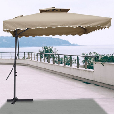 Livingandhome 2.5M Patio Garden Parasol Cantilever Hanging Umbrella