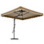 Livingandhome 2.5M Patio Garden Parasol Cantilever Hanging Umbrella with Cross Base, Taupe