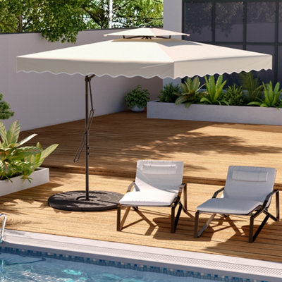 Livingandhome 2.5M Patio Garden Parasol Cantilever Hanging Umbrella