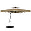 Livingandhome 2.5M Patio Garden Parasol Cantilever Hanging Umbrella with Fan Shaped Base, Taupe