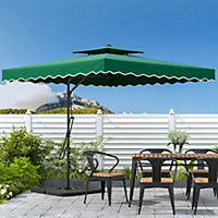 Livingandhome 2.5M Patio Garden Parasol Cantilever Hanging Umbrella with Petal Base, Dark Green