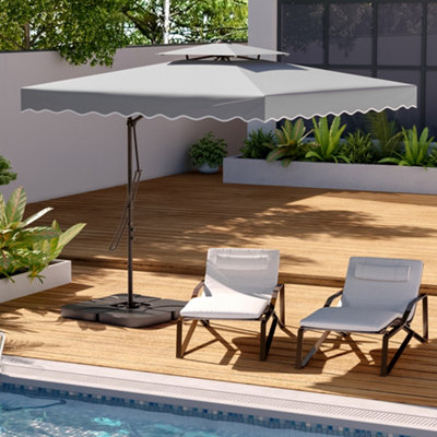 Livingandhome 2.5M Patio Garden Parasol Cantilever Hanging Umbrella ...