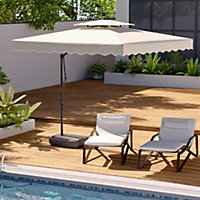 Livingandhome 2.5M Patio Garden Parasol Cantilever Hanging Umbrella with Rectangular Base, Beige