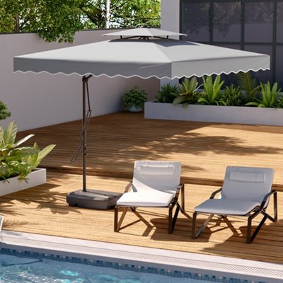 Livingandhome 2.5M Patio Garden Parasol Cantilever Hanging Umbrella ...