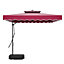 Livingandhome 2.5M Patio Garden Parasol Cantilever Hanging Umbrella with Rectangular Base, Wine Red