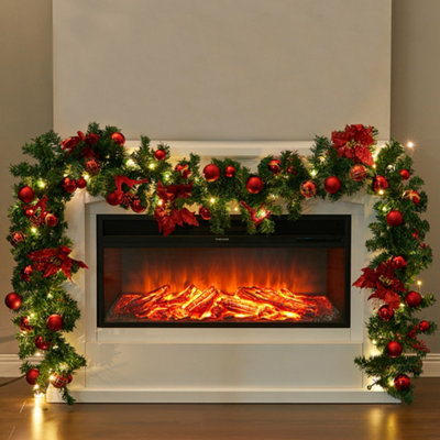 Livingandhome 2.7m Artificial Red Ball Flower Christmas Garland Home