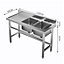 Livingandhome 2 Compartment Commercial Floorstanding Stainless Steel Kitchen Sink with Left Drinboard