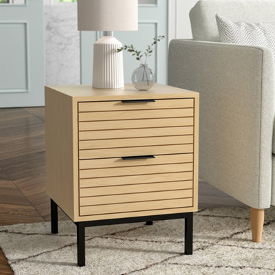 Livingandhome 2 Drawer Wooden Bedside Table Nightstand Bedside Cabinet ...