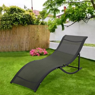 Livingandhome 2 Pcs Black Modern Aluminium Frame Ergonomic Chaise