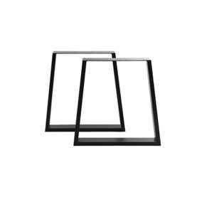 Livingandhome 2 Pcs Black Trapezoid Metal Table Legs Furniture Legs for DIY Table Chair Bench Cabinet W 65 cm x H 71 cm