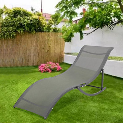 Livingandhome 2 Pcs Grey Modern Aluminium Frame Ergonomic Chaise