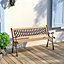 Livingandhome 2 Seater Retro Rustproof Metal Wood Garden Patio Bench with Backrest 125cm