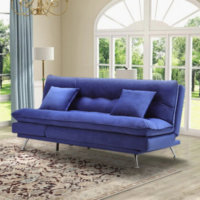 Livingandhome 2 Seater Sofa Bed Fabric Upholstered Couch Bed with 2