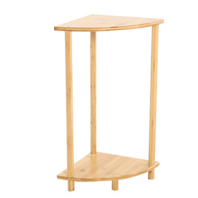 Livingandhome 2 Tier Bamboo Wood Plant Stand Corner Display Shelf 70 cm