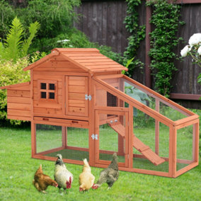 Livingandhome 2 Tier Brown Wooden Chicken Hen Coop Poultry House with Nest Box