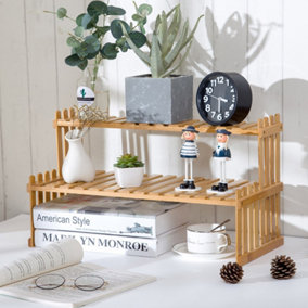 Livingandhome 2 Tier Decorative Tabletop Wood Plant Stand Display Shelf