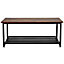 Livingandhome 2 Tier Industrial Style Rustic Cube Wooden Console Table 106cm