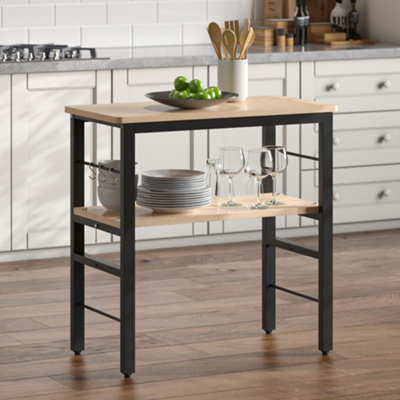 Livingandhome 2 Tier Wooden Kitchen Storage Rack Shelf Organizer with