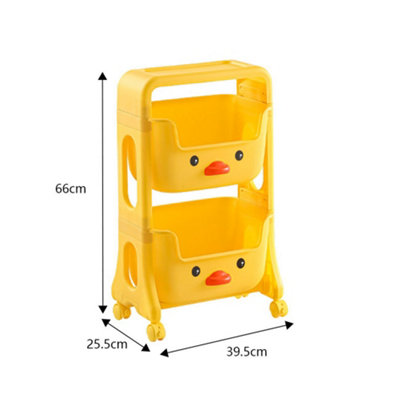 2-Tier Kids Toy Storage Organizer Cute Yellow Duck Storage Cabinet