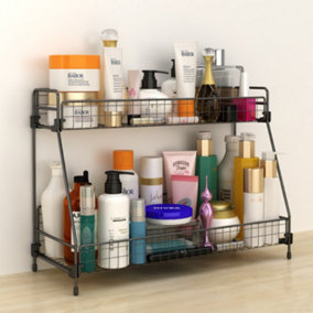 Livingandhome 2 Tiers Free Standing Spice Jar Rack Holder Storage Organizer Counter Shelf