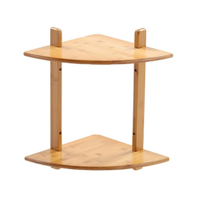 Livingandhome 2 Tiers Wall Mounted Bamboo Corner Organizer Storage Shelf