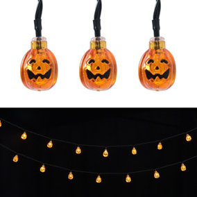 Livingandhome 20 Lights 5M Decorative Pumpkin Halloween Solar Powered LED String Lights