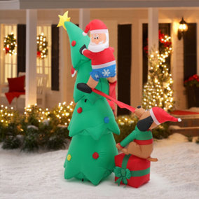 Livingandhome 210 cm LED Christmas Inflatable Decoration Outdoor Xmas Decor Blow up Santa Claus