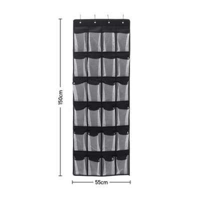 Black 24-Pocket Over-The-Door Hanging Shoe Organizer