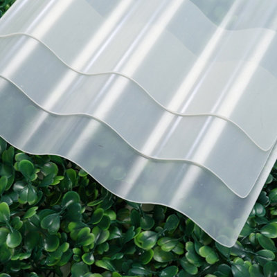 Livingandhome 2M PVC Transparent Corrugated Roof Panel Thickness 1mm