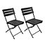 Livingandhome 2Pcs Black Slatted Outdoor Plastic Folding Chairs Set Dining Chairs Set 81 cm