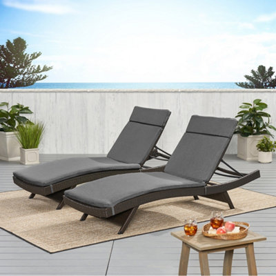 Livingandhome 2pcs Dark Grey Garden Sun Lounger Recliner Seat Pad