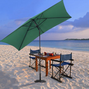 Livingandhome 2x3M Large Garden Rectangular Parasol Outdoor Beach Umbrella Patio Sun Shade Crank Tilt No Base, Dark Green