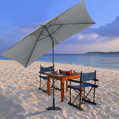 Livingandhome 2x3M Large Garden Rectangular Parasol Outdoor Beach Umbrella  Patio Sun Shade Crank Tilt No Base, Light Grey | DIY at Bu0026Q
