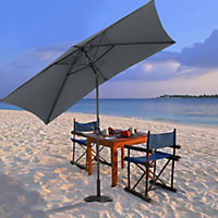 Livingandhome 2x3M Large Square Garden Parasol Outdoor Beach Umbrella Patio Sun Shade Crank Tilt No Base, Dark Grey