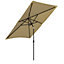 Livingandhome 2x3M Large Square Garden Parasol Outdoor Beach Umbrella Patio Sun Shade Crank Tilt No Base, Taupe