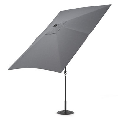Livingandhome 2x3M Parasol Umbrella Patio Sun Shade Crank Tilt with Round Base, Dark Grey