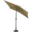 Livingandhome 2x3M Parasol Umbrella Patio Sun Shade Crank Tilt with Round Base, Taupe
