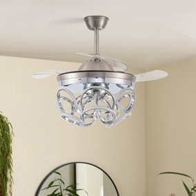 Livingandhome 3 Blade Luxury Spiral Ceiling Fan with Dimmable Light 42 Inch