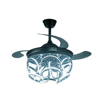 Livingandhome 3 Blade Luxury Spiral Dimmable Ceiling Fan Light with Remote Control