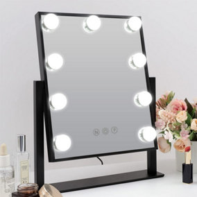 Livingandhome 3 Color Lighting Modes Hollywood Rotatable Vanity Makeup Mirror with 9 LED Bulbs