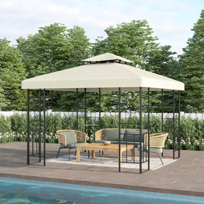 Livingandhome 3 m x 3 m Square Steel Garden Gazebo Pergola with Canopy ...