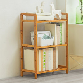 Livingandhome 3 Tier Bamboo Wood Bookcase Storage Shelf 50cm W x 25cm D x 71cm H