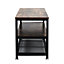 Livingandhome 3 Tier Brown Industrial Retro Square Wrought Iron Storage Cabinet 100 cm