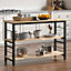 Livingandhome 3 Tier Kitchen Wooden Storage Rack Shelf Organizer with Hooks 120 cm