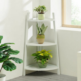 Livingandhome 3 Tier Modern Corner Ladder Shelf Plant Display Stand