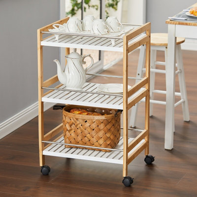 Livingandhome 3 Tier Rustic Kitchen Trolley with Wheels DIY at B&Q