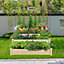 Livingandhome 3 Tier Square Wooden Raised Garden Bed Outdoor Planter Trough